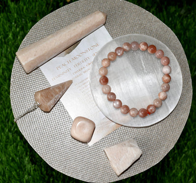 Moonstone Crystal Gift Set For Emotional Support and Protection, Real Polished Gemstones.