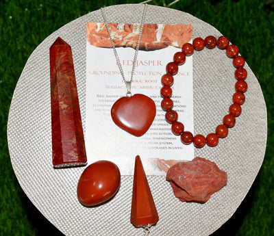 Red Jasper Crystal Gift Set For Emotional Support and Protection, Real Polished Gemstones.