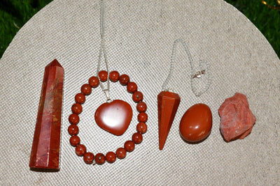 Red Jasper Crystal Gift Set For Emotional Support and Protection, Real Polished Gemstones.