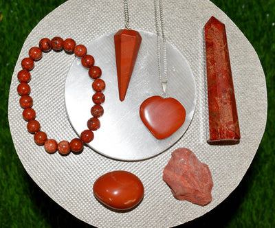 Red Jasper Crystal Gift Set For Emotional Support and Protection, Real Polished Gemstones.