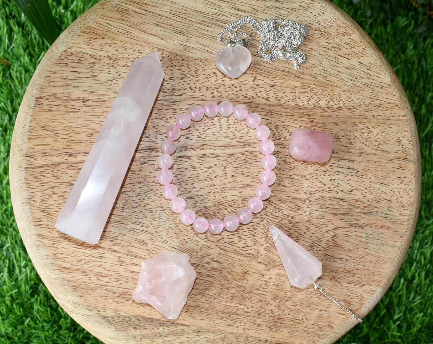 Rose Quartz Crystal Gift Set For Emotional Support and Protection, Real Polished Gemstones.