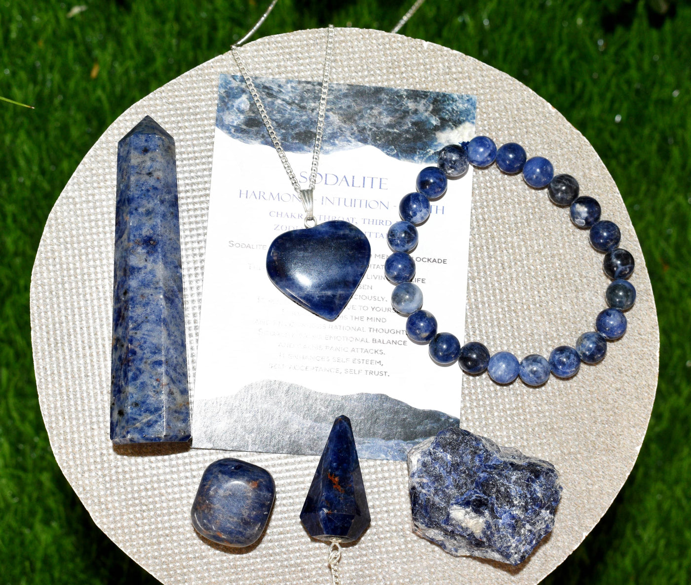 Sodalite Crystal Gift Set For Emotional Support and Protection, Real Polished Gemstones.