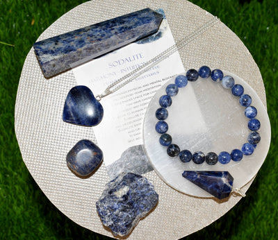 Sodalite Crystal Gift Set For Emotional Support and Protection, Real Polished Gemstones.