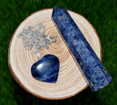 Sodalite Crystal Gift Set For Emotional Support and Protection, Real Polished Gemstones.