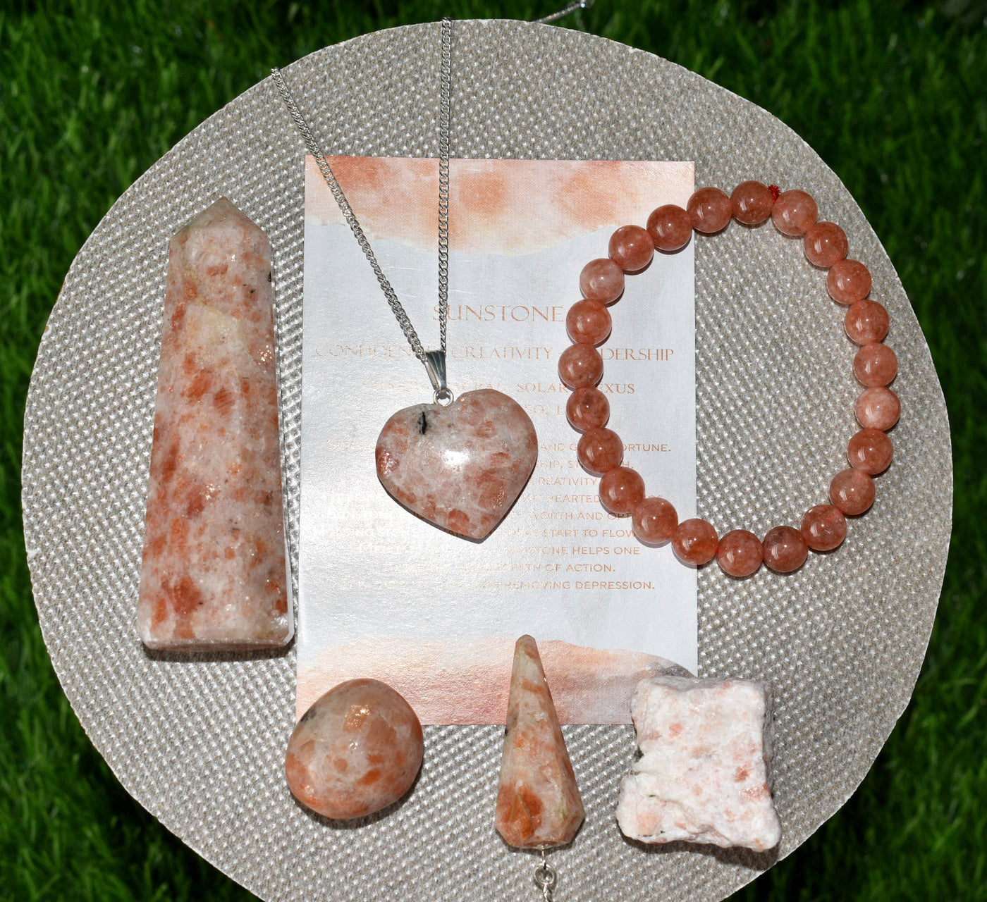 Sunstone Crystal Gift Set For Emotional Support and Protection, Real Polished Gemstones.