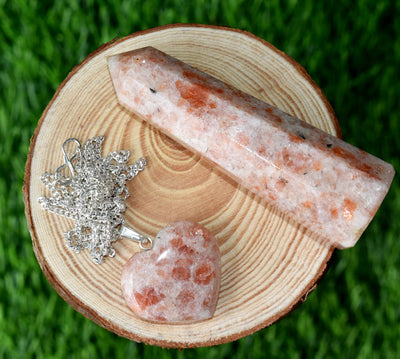 Sunstone Crystal Gift Set For Emotional Support and Protection, Real Polished Gemstones.