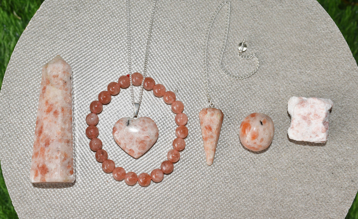 Sunstone Crystal Gift Set For Emotional Support and Protection, Real Polished Gemstones.