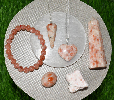 Sunstone Crystal Gift Set For Emotional Support and Protection, Real Polished Gemstones.