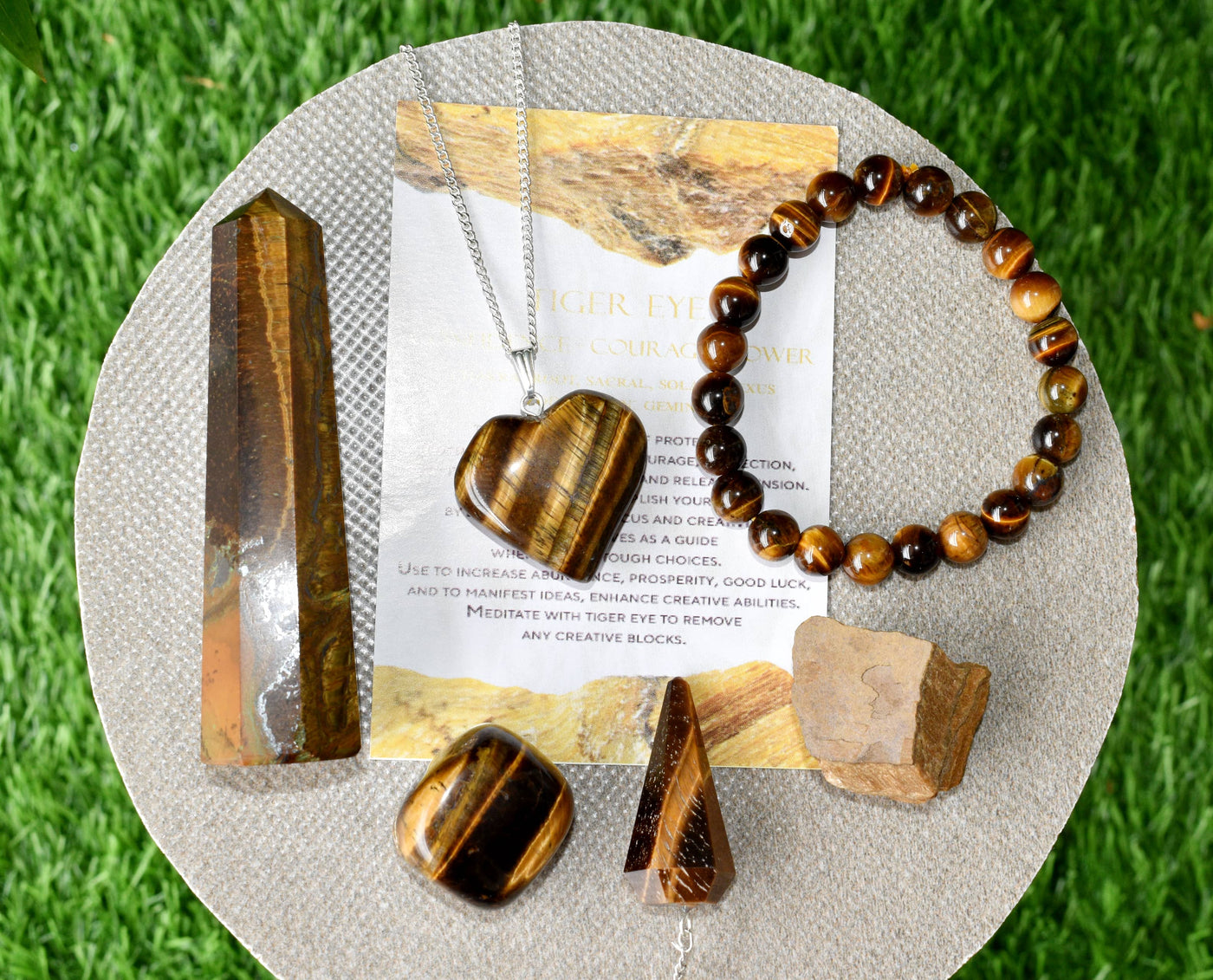 Tiger Eye Crystal Gift Set For Emotional Support and Protection, Real Polished Gemstones.