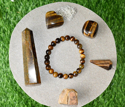 Tiger Eye Crystal Gift Set For Emotional Support and Protection, Real Polished Gemstones.