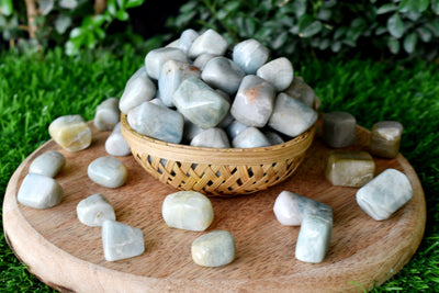 Aquamarine Tumbled Stones, Genuine A Grade Crystals-light in weight 