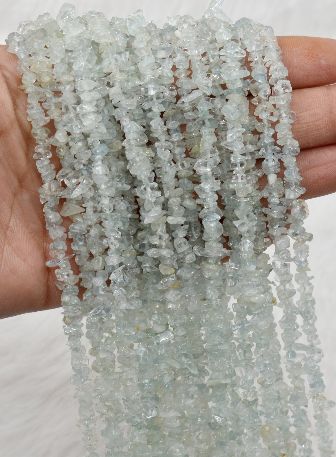 Uncut Raw Aquamarine Crystal Chip Beads for Necklace (Protection and Anxiety Relief)