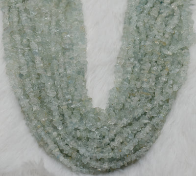 Uncut Raw Aquamarine Crystal Chip Beads for Necklace (Protection and Anxiety Relief)