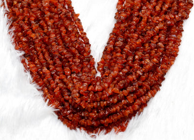 Uncut Raw Carnelian Crystal Chip Beads for Necklace (Manifestation and Passion)