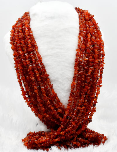 Uncut Raw Carnelian Crystal Chip Beads for Necklace (Manifestation and Passion)