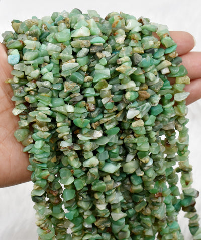 Uncut Raw Chrysophase Crystal Chip Beads for Necklace (Communication and Gentle Self-Expression)