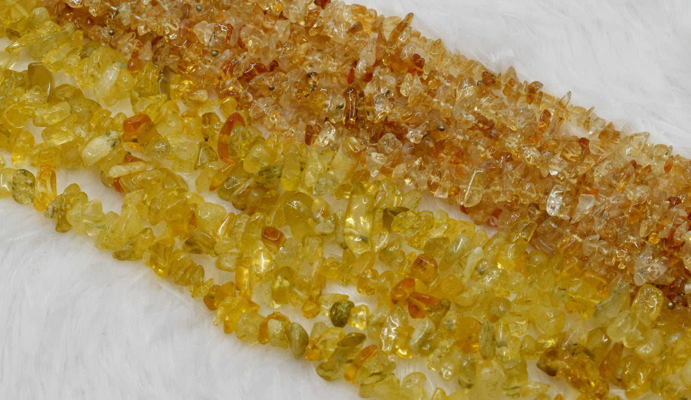 Uncut Raw Citrine Crystal Chip Beads for Necklace (Protection and Anxiety Relief)