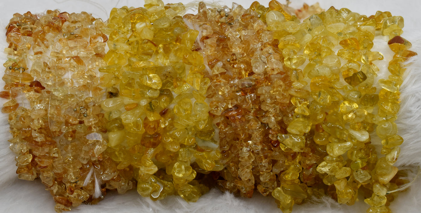 Uncut Raw Citrine Crystal Chip Beads for Necklace (Protection and Anxiety Relief)