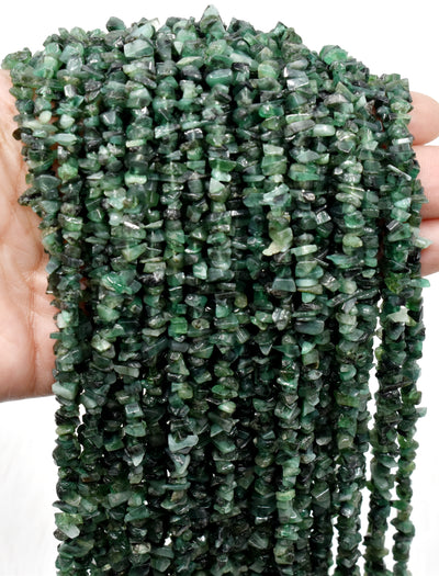 Uncut Raw Emerald Crystal Chip Beads for Necklace (Intuition and Power)