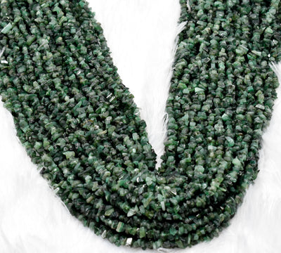 Uncut Raw Emerald Crystal Chip Beads for Necklace (Intuition and Power)