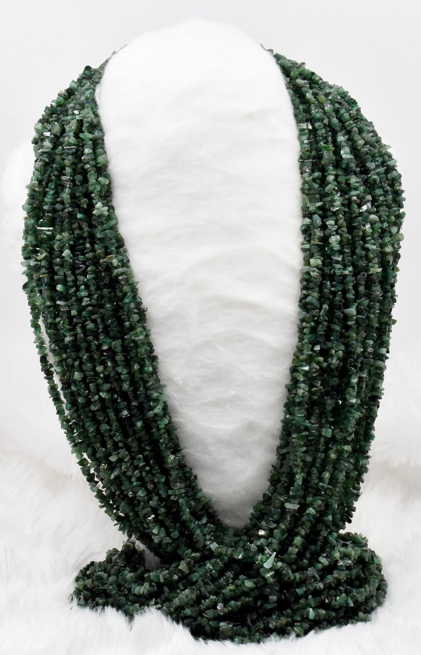 Uncut Raw Emerald Crystal Chip Beads for Necklace (Intuition and Power)