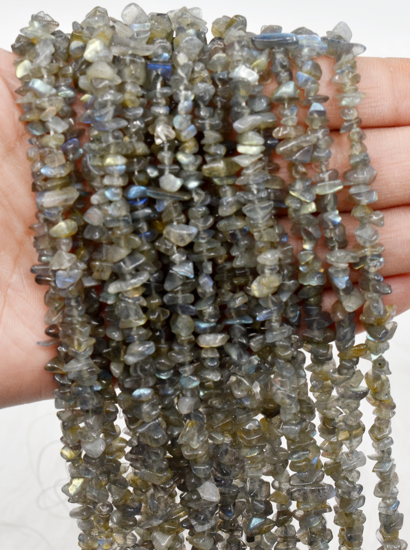 Uncut Raw Labradorite Crystal Chip Beads for Necklace (Expanded Awareness and Intuition)