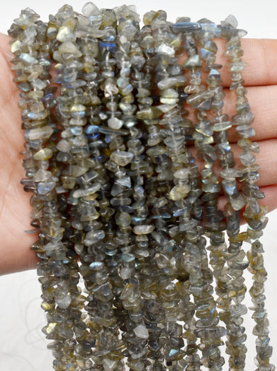 Uncut Raw Labradorite Crystal Chip Beads for Necklace (Expanded Awareness and Intuition)