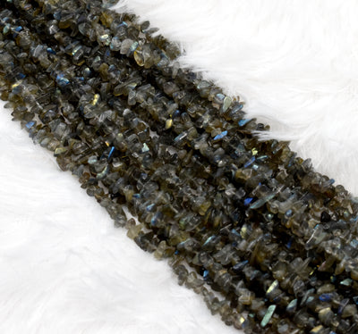 Uncut Raw Labradorite Crystal Chip Beads for Necklace (Expanded Awareness and Intuition)