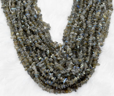 Uncut Raw Labradorite Crystal Chip Beads for Necklace (Expanded Awareness and Intuition)