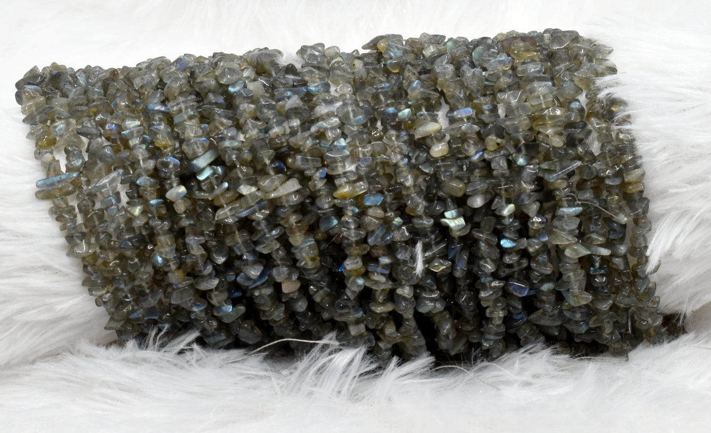 Uncut Raw Labradorite Crystal Chip Beads for Necklace (Expanded Awareness and Intuition)