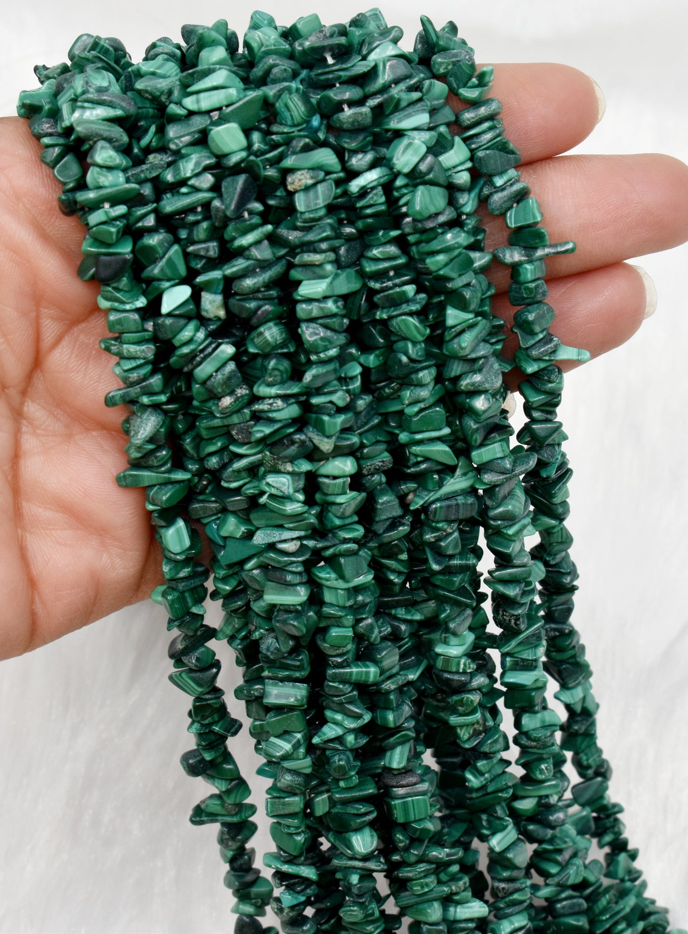 Uncut Raw Malachite Crystal Chip Beads for Necklace (Leadership and Travel)