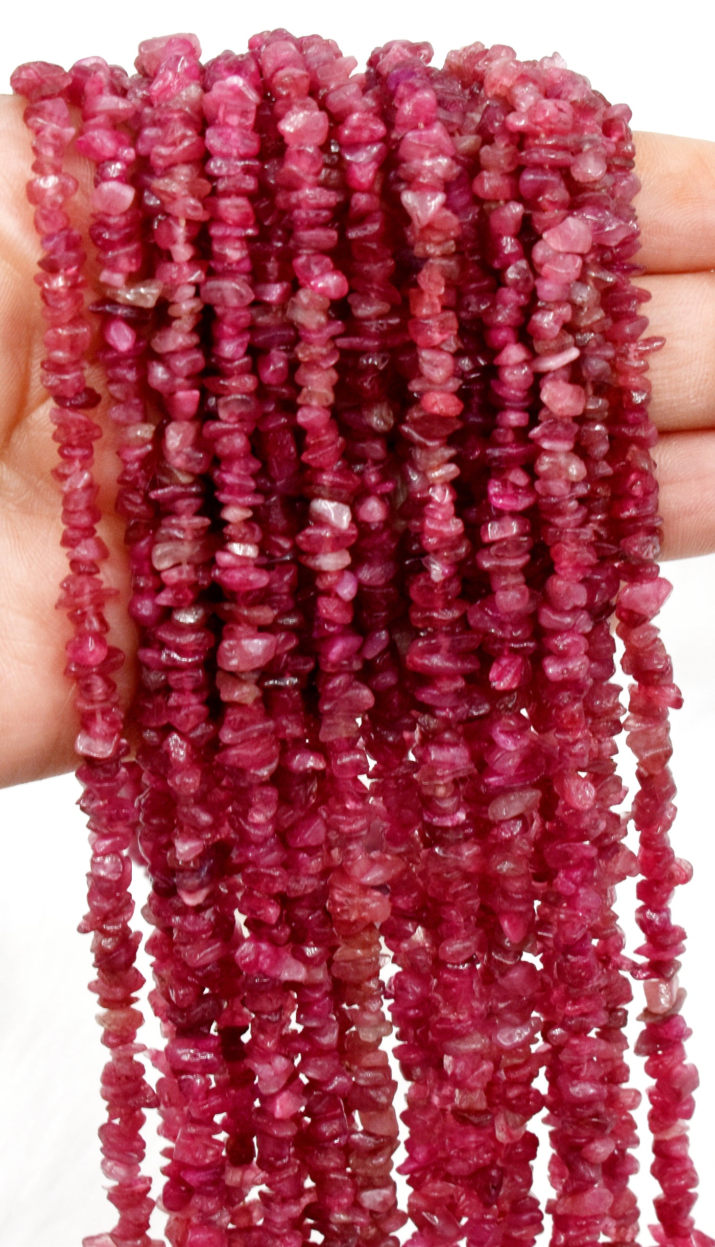 Uncut Raw Pink Tourmaline Crystal Chip Beads for Necklace (Generosity and Passion)