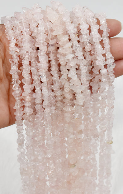 Uncut Raw Rose Quartz Crystal Chip Beads for Necklace (Creativity and Empathy)