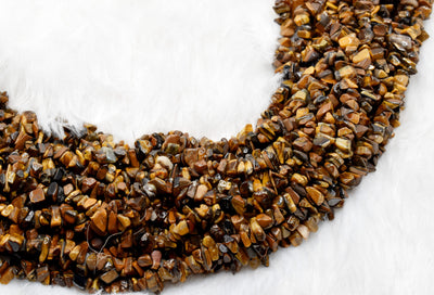 Uncut Raw Tiger Eye Crystal Chip Beads for Necklace (Creativity and Intuition)