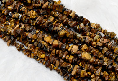 Uncut Raw Tiger Eye Crystal Chip Beads for Necklace (Creativity and Intuition)