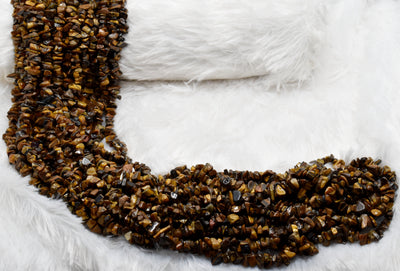 Uncut Raw Tiger Eye Crystal Chip Beads for Necklace (Creativity and Intuition)