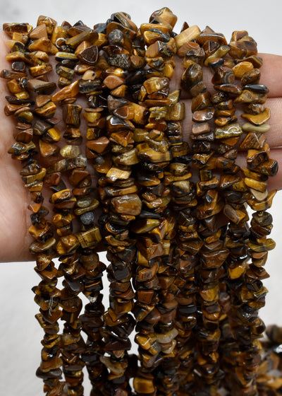 Uncut Raw Tiger Eye Crystal Chip Beads for Necklace (Creativity and Intuition)