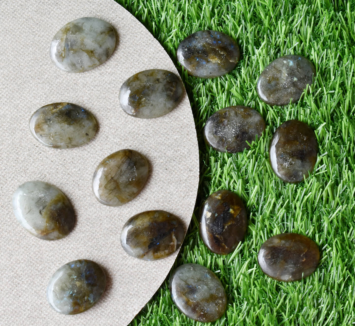 Bulk Lot 50pcs Labradorite Worry Stone for crystal healing (Pocket Palm Stone / Thumb Stone)