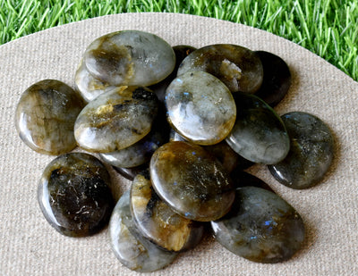 Bulk Lot 50pcs Labradorite Worry Stone for crystal healing (Pocket Palm Stone / Thumb Stone)