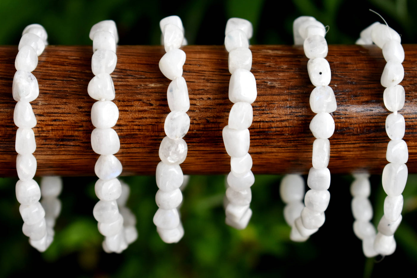 Natural White Rainbow Moonstone Nugget Bracelet