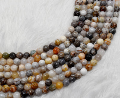 Bamboo Leaf Beads, Natural Crystal Round Beads 8mm