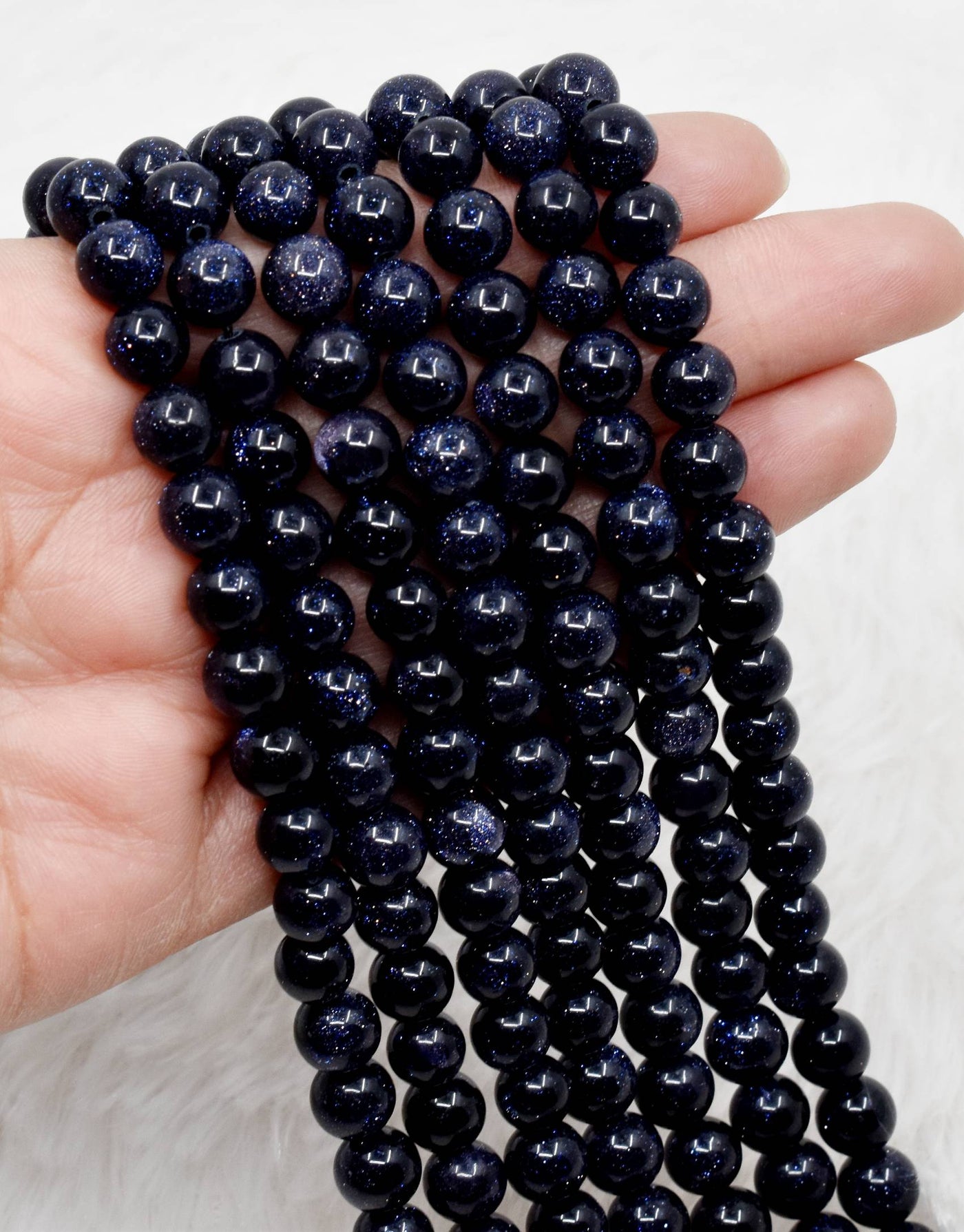 Blue Sandstone Beads, Natural Round Crystal Beads 6mm to 10mm