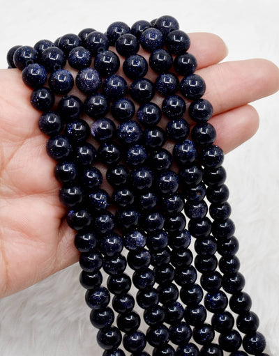 Blue Sandstone Beads, Natural Round Crystal Beads 6mm to 10mm