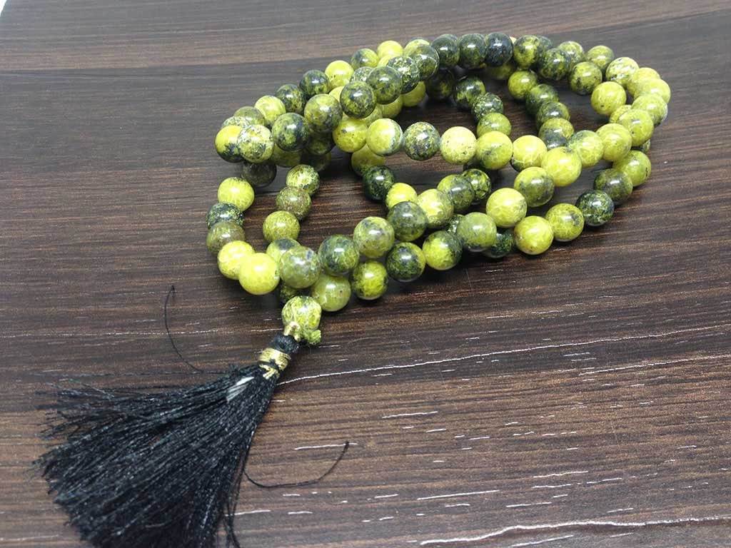 One (1) Natural 8mm Serpentine Mala With 108 Prayer Beads Perfect For Mediation Tibetan mala Jap mala Prayer Mala Necklace ~ JP538