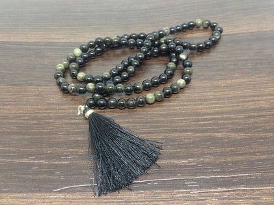 One (1) Natural 6mm Rainbow Black obsidian Mala With 108 Prayer Beads Perfect For Mediation Jap mala Prayer mala Necklace ~ JP150