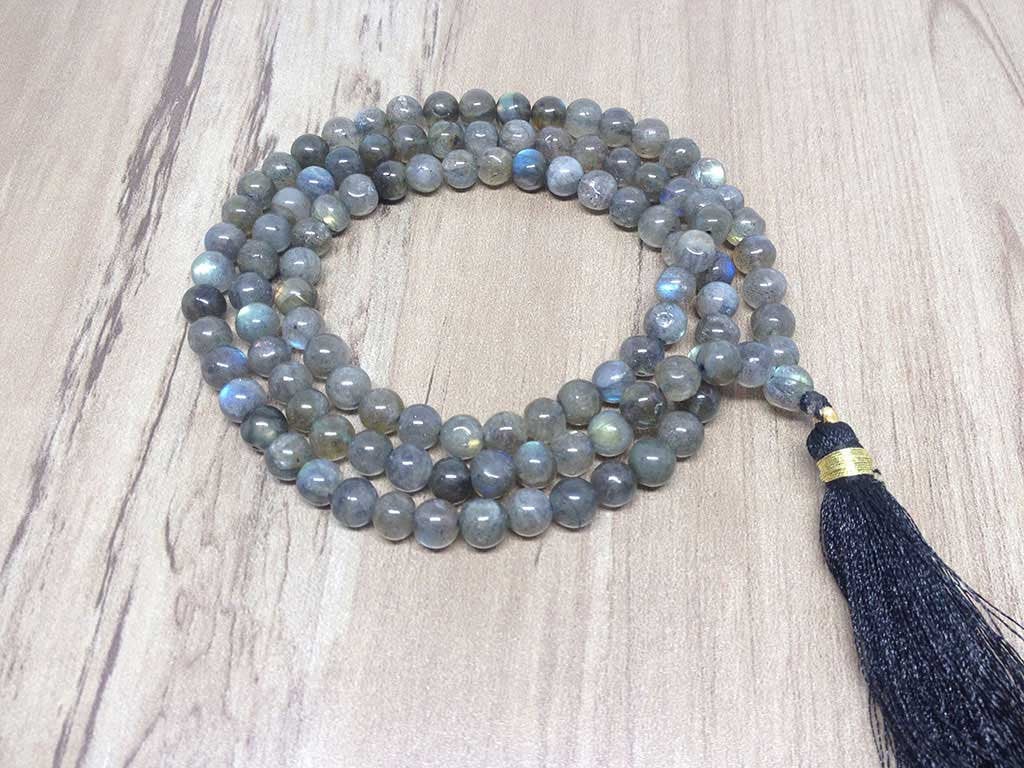 Natural 6mm Labradorite AAA Mala With 108 Prayer Beads, Labradorite Prayer Mala Necklace