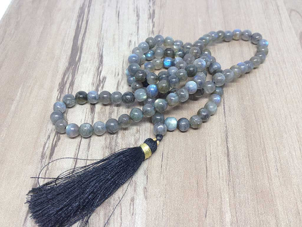 Natural 6mm Labradorite AAA Mala With 108 Prayer Beads, Labradorite Prayer Mala Necklace