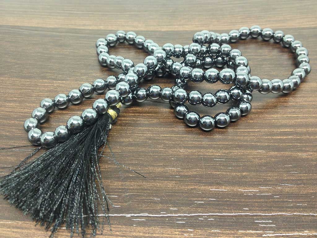 One (1) Natural 6mm Hematite Mala With 108 Prayer Beads Perfect For Mediation Hematite Prayer Mala Necklace ~ JP128