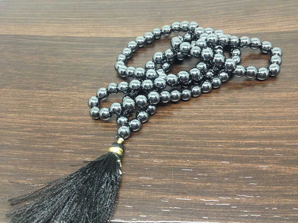 One (1) Natural 6mm Hematite Mala With 108 Prayer Beads Perfect For Mediation Hematite Prayer Mala Necklace ~ JP128