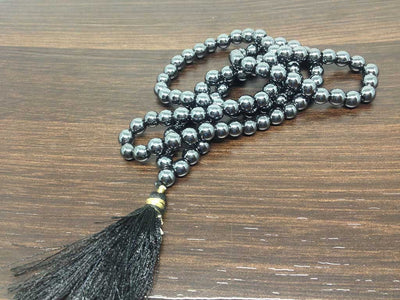 One (1) Natural 6mm Hematite Mala With 108 Prayer Beads Perfect For Mediation Hematite Prayer Mala Necklace ~ JP128